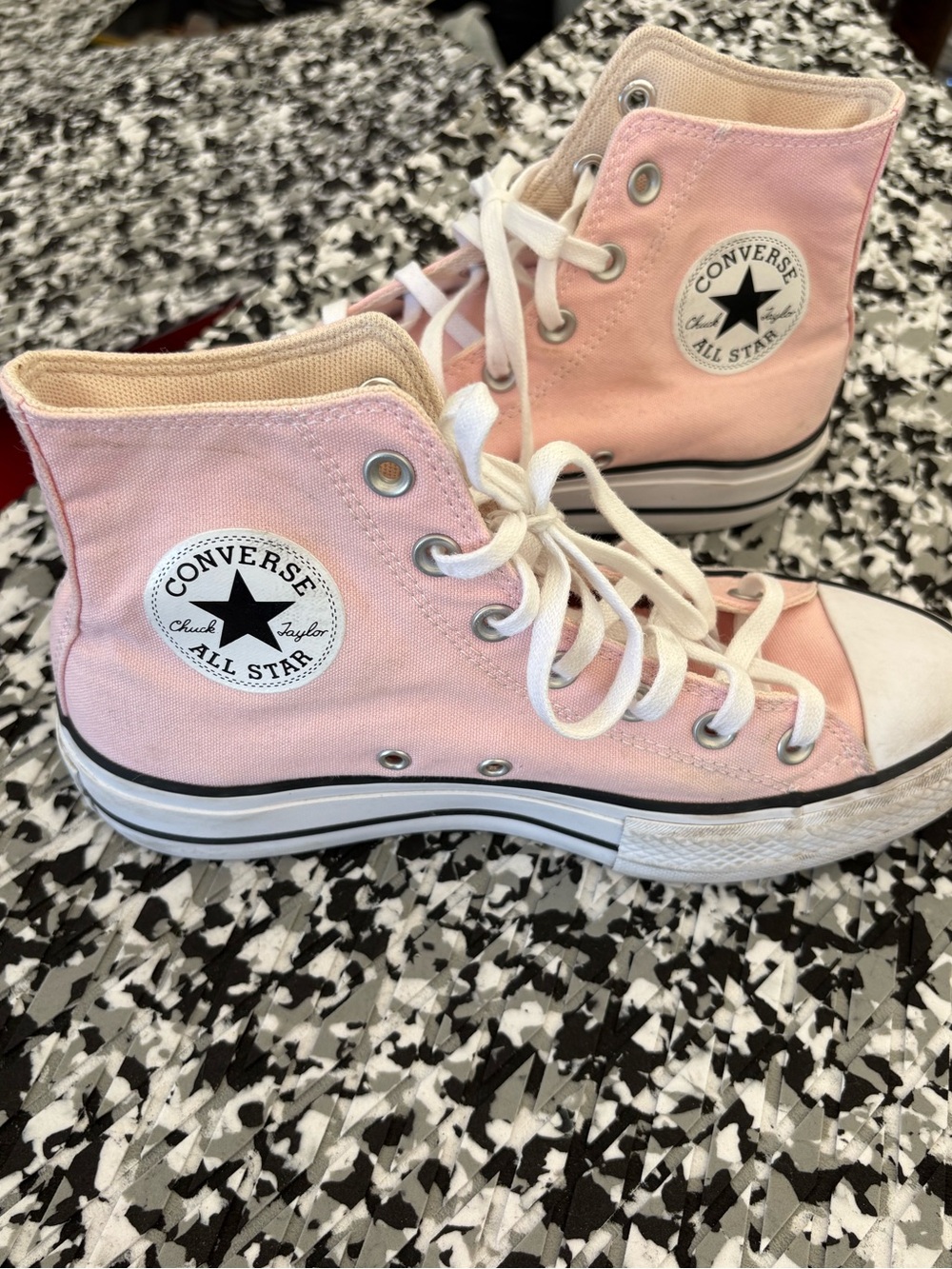 Converse Platform High Top Sneakers - Pale Pink & White